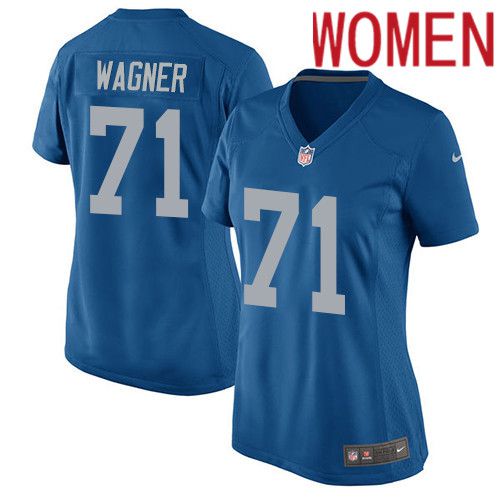 Women Detroit Lions #71 Ricky Wagner Nike Blue Game Alternate Player NFL Jersey->women nfl jersey->Women Jersey